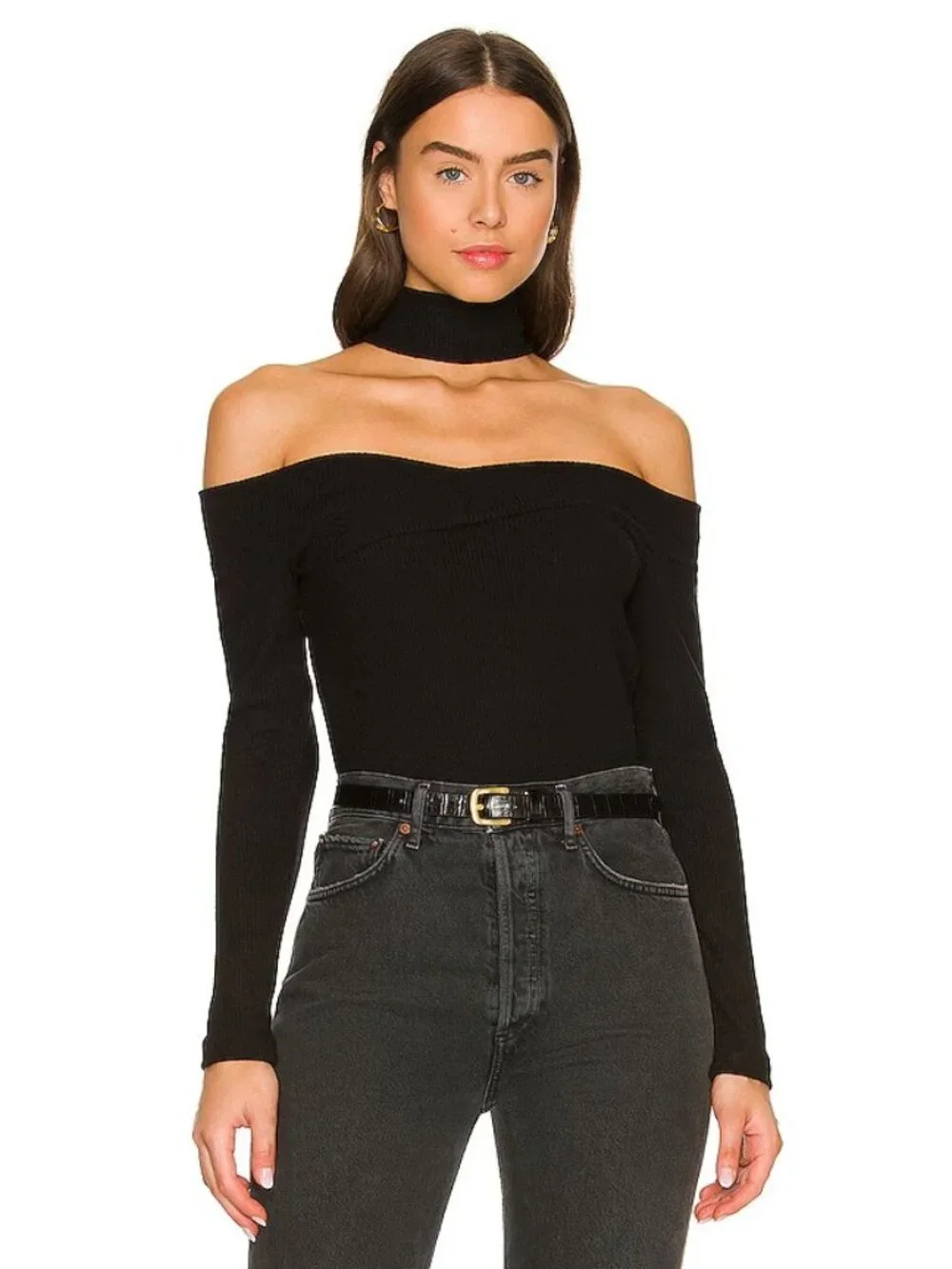 LNA Encounter Top in Black Long Sleeve